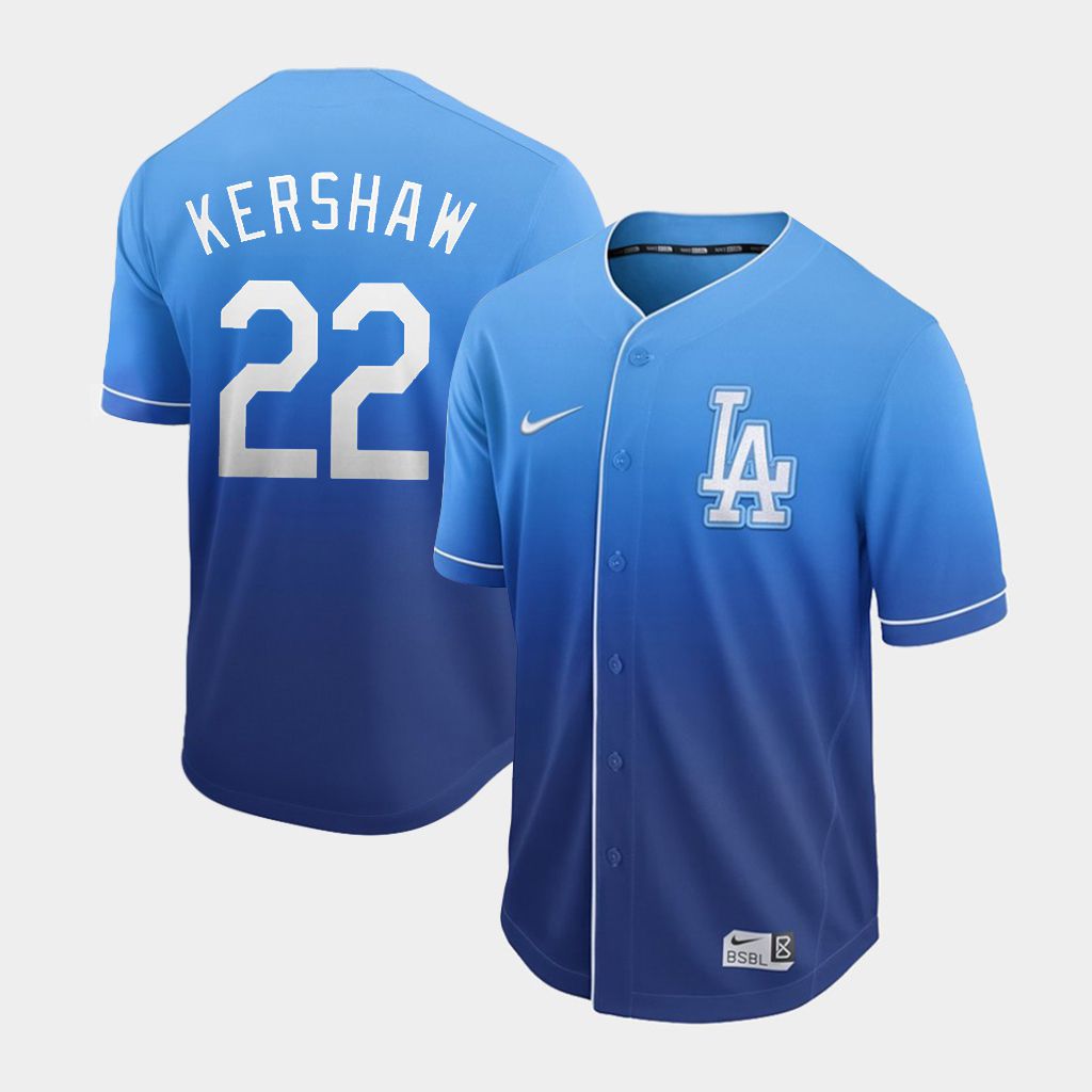 Men Los Angeles Dodgers #22 Kershaw Blue Nike Fade MLB Jersey->detroit tigers->MLB Jersey